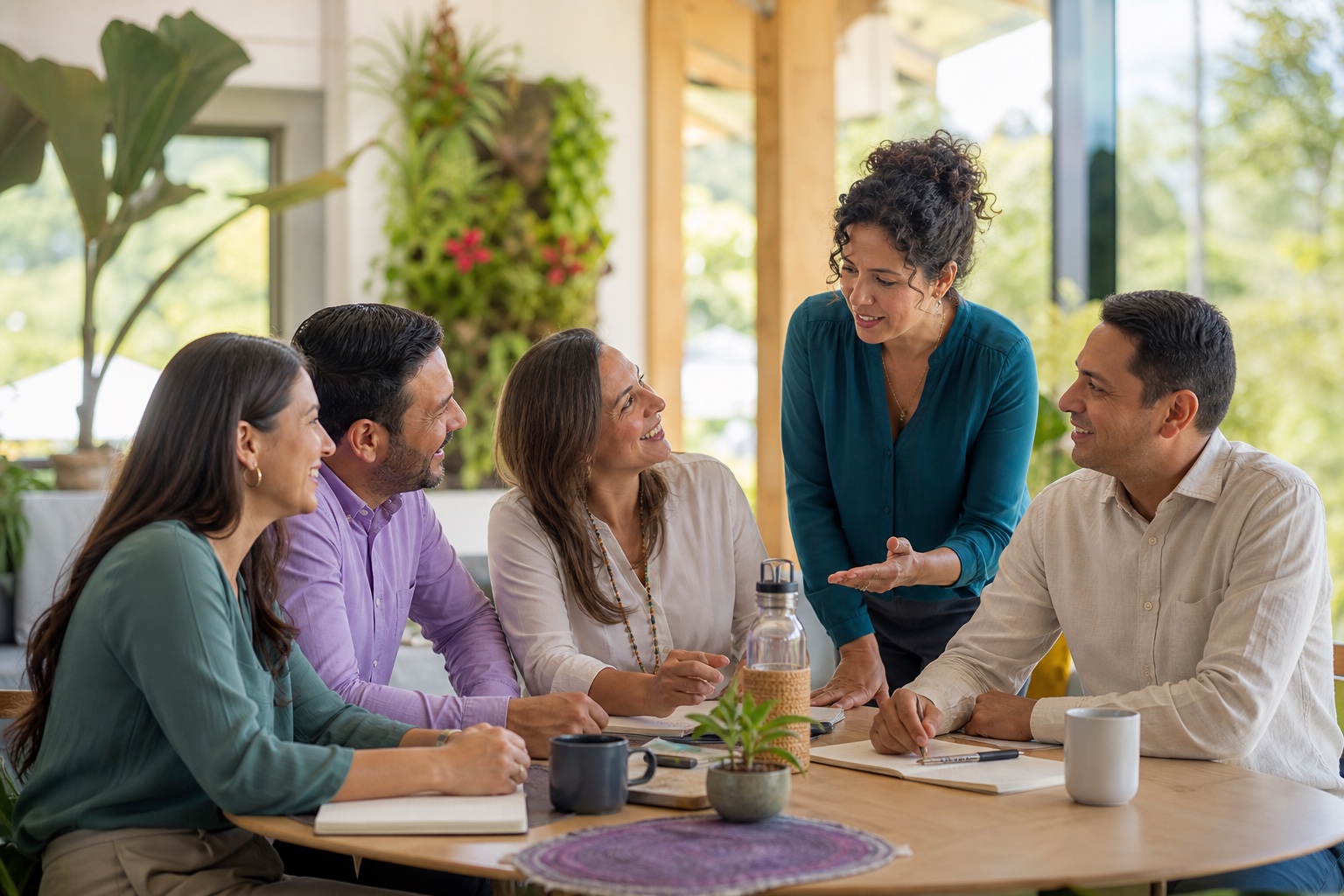 Profesionales latinoamericanos colaborando para crear nuevas experiencias de bienestar